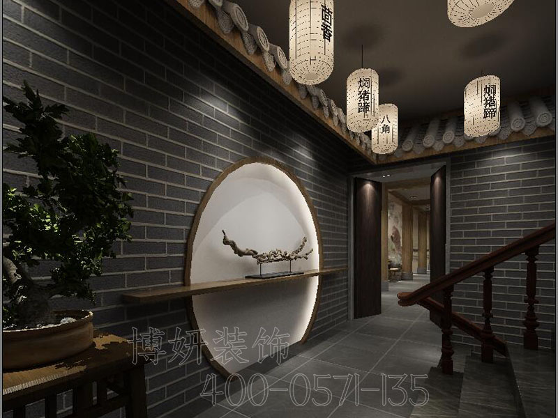 杭州中色餐厅装修设计效果，古色古香，杭州老字号装修公司排名
